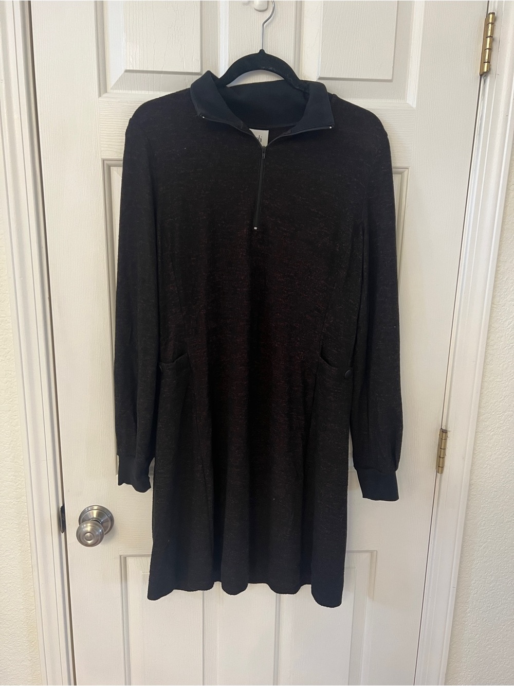 CAbi Black Sweater Dress/Tunic with Subtle Burgundy Fleck